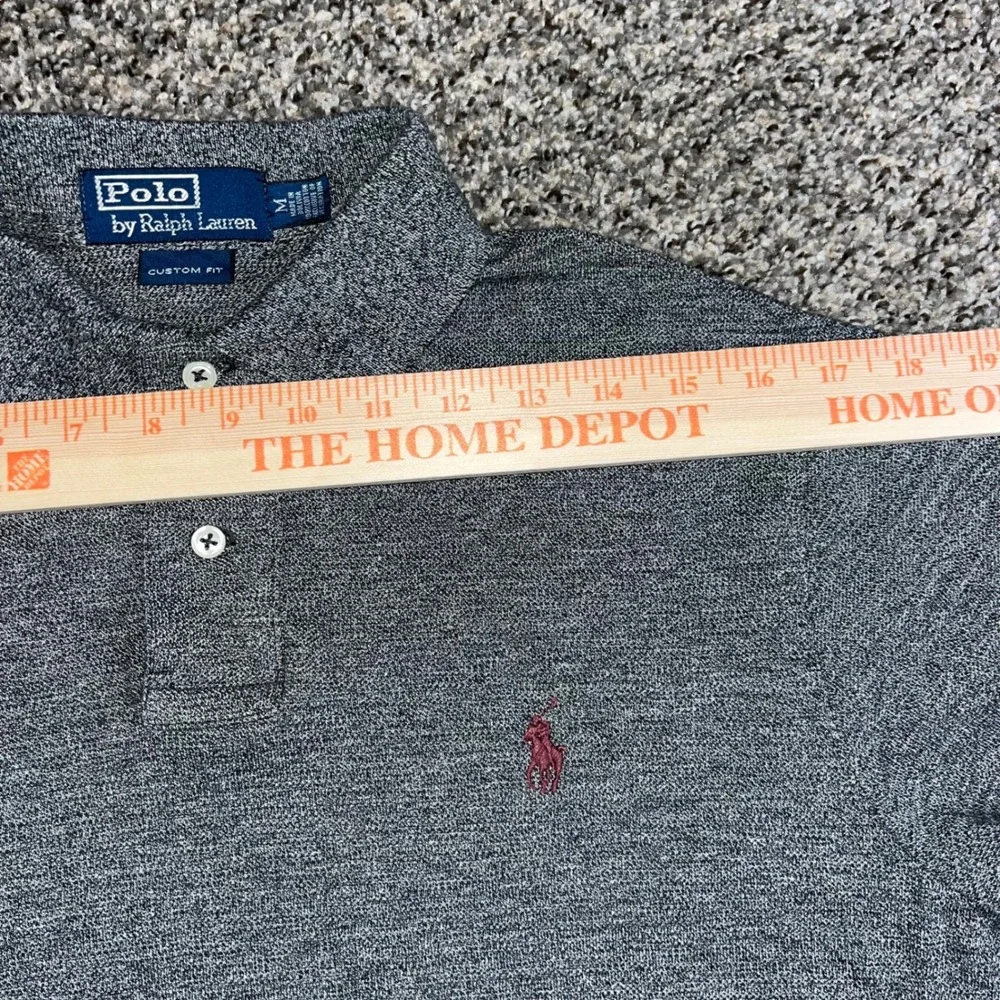 Polo Ralph Lauren Mens Medium Grey Heather Cotton Pique Polo Shirt Vintage 90s